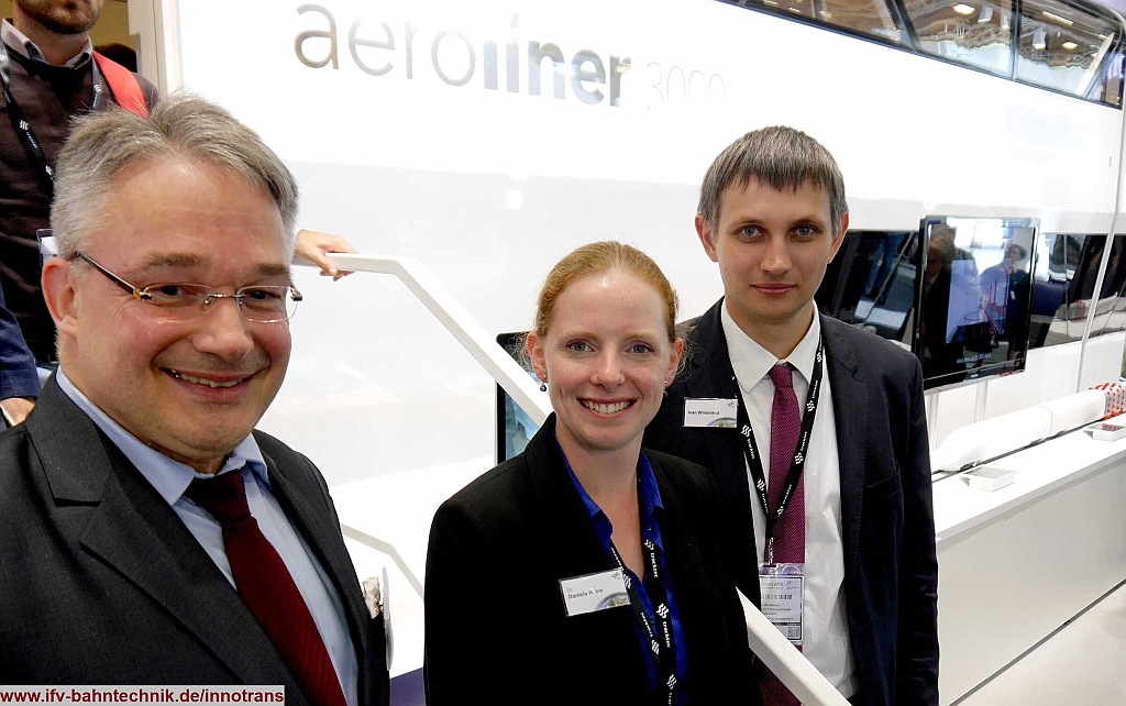 42_InnoTrans2016_IFV-BAHNTECHNIK_Copyright2016.JPG - v.l.n.r.: Dipl.-Volkswirt Eckhard SCHULZ - [IFV BAHNTECHNIK e.V.], Dr. Daniela HEINE - [DLR e.V.] und Ivan WINDEMUT - [DLR e.V.]